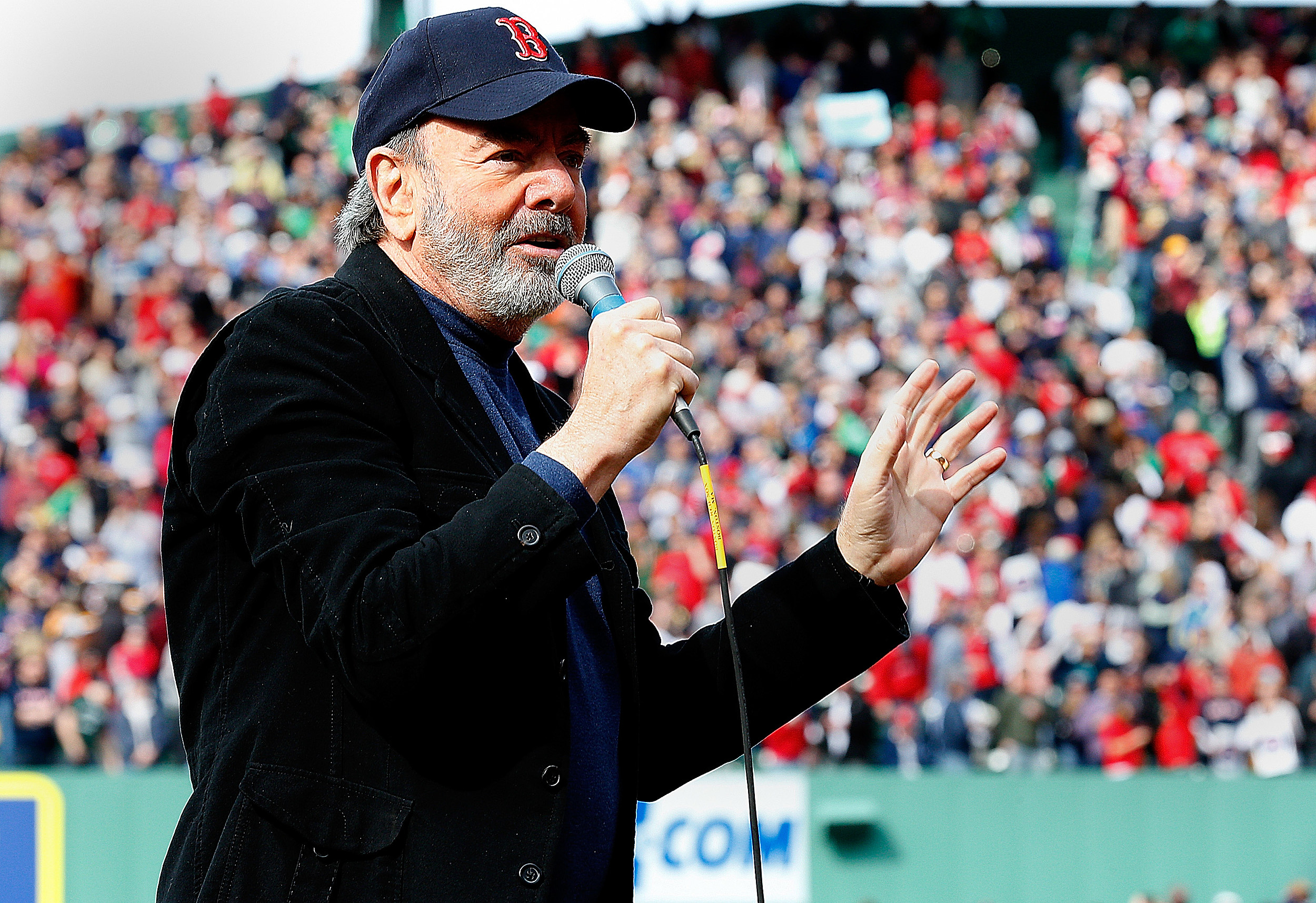 Singing Sweet Caroline at Boston Red Sox baseball game 