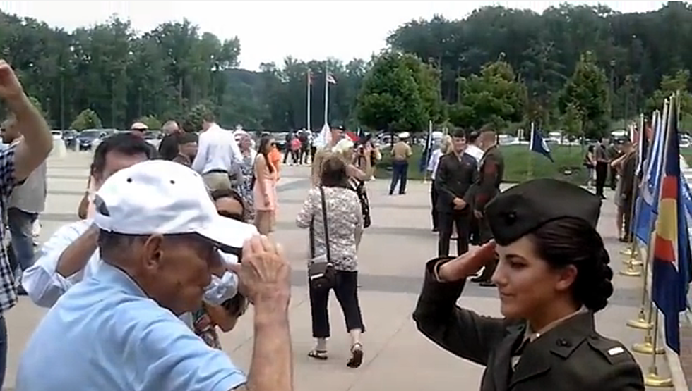 This Gave Me The Chills! Grandpa Giving His Granddaughter Her First Salute [VIDEO]