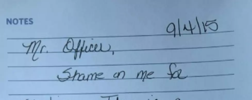Woman Gives Police Officer This Note Immediately After Getting a Speeding Ticket [PICTURE]