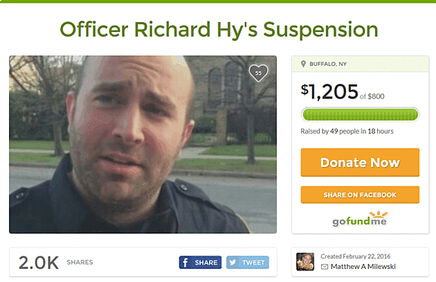 GoFundMe Page Set up for Suspended Buffalo Officer