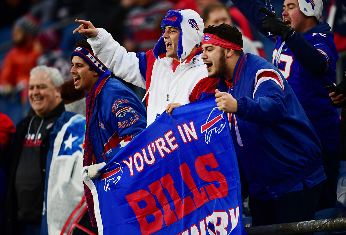 We're Bills Fans through and through, good bad and ugly,” Bills fan shows  us his fan cave