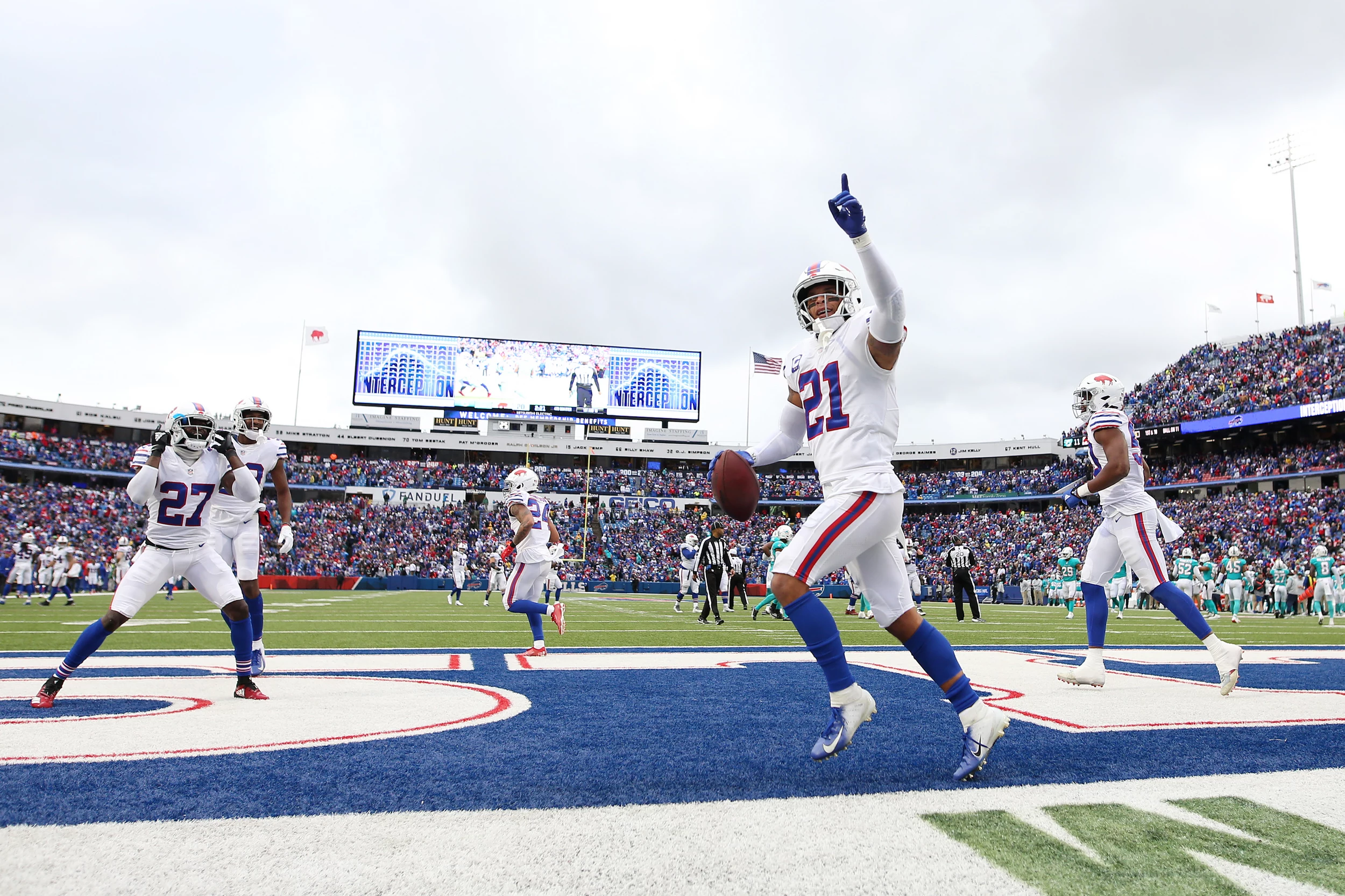 Buffalo Bills cornerback Tre'Davious White (27) defends a passing route  during the third quarter of an NFL football game against the Washington  Football Team, Sunday, Sept. 26, 2021, in Orchard Park, N.Y. (