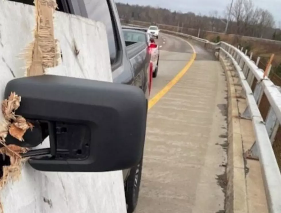 Plywood Crushes Truck On The 219