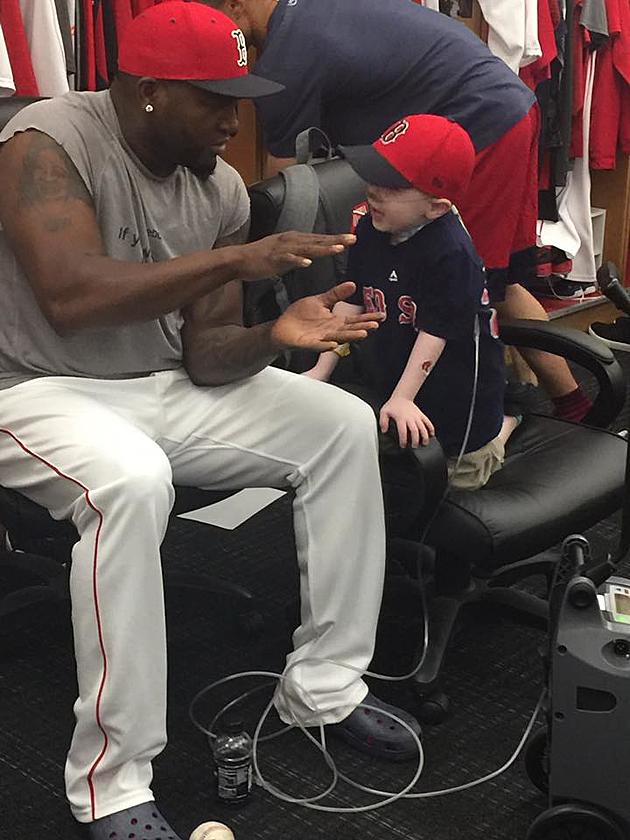 Ailing Cheyenne Boy, Maverick, Meets The Red Sox [PHOTOS]
