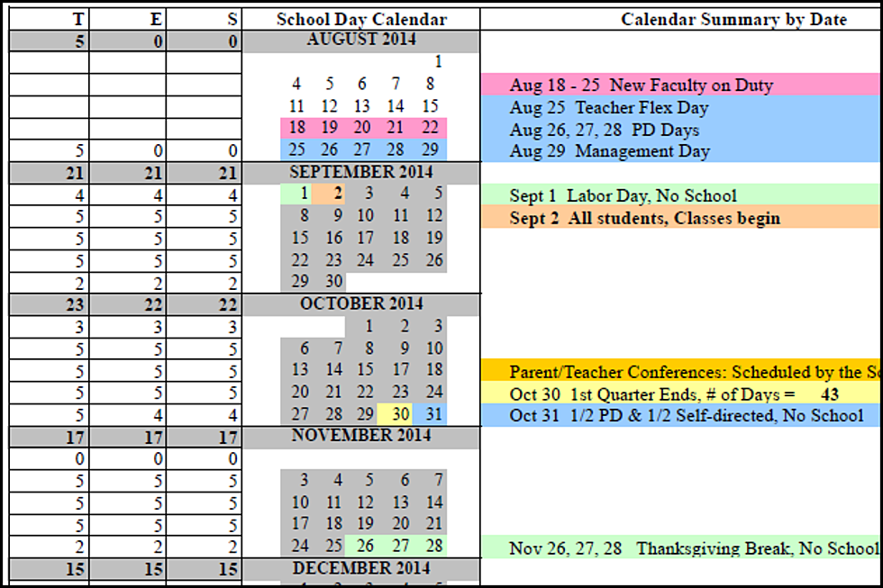 School District Approves 2014-2015 Calendar