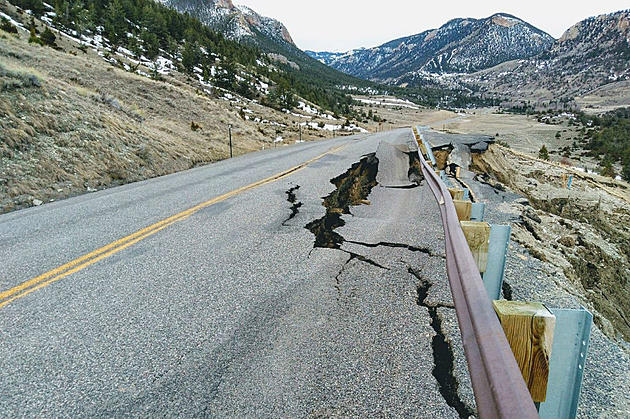 Wyoming Highway Damaged as it Slides Downhill