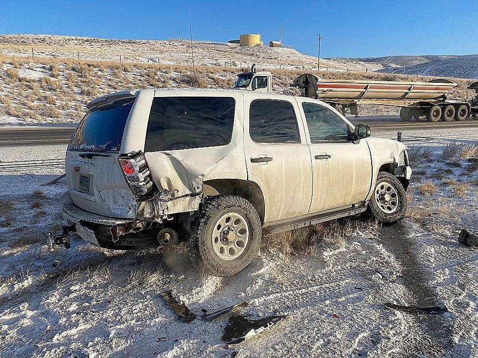 Passing Vehicle Hits Sweetwater County Sheriff’s Vehicle on I-80
