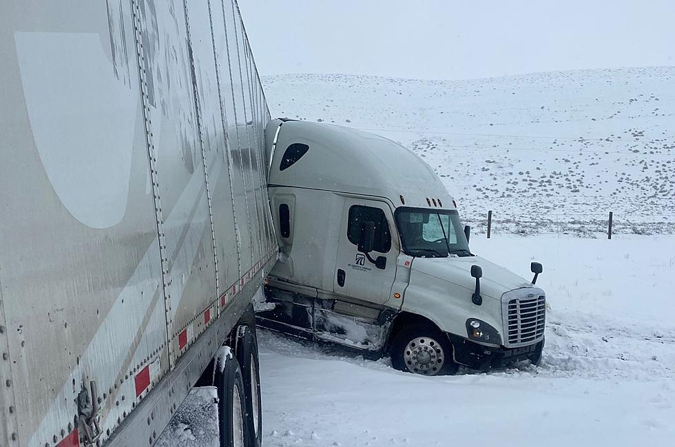 PHOTOS: &#8216;Near-Miss!&#8217; When Semi Nearly Jackknives Into WYDOT Plow