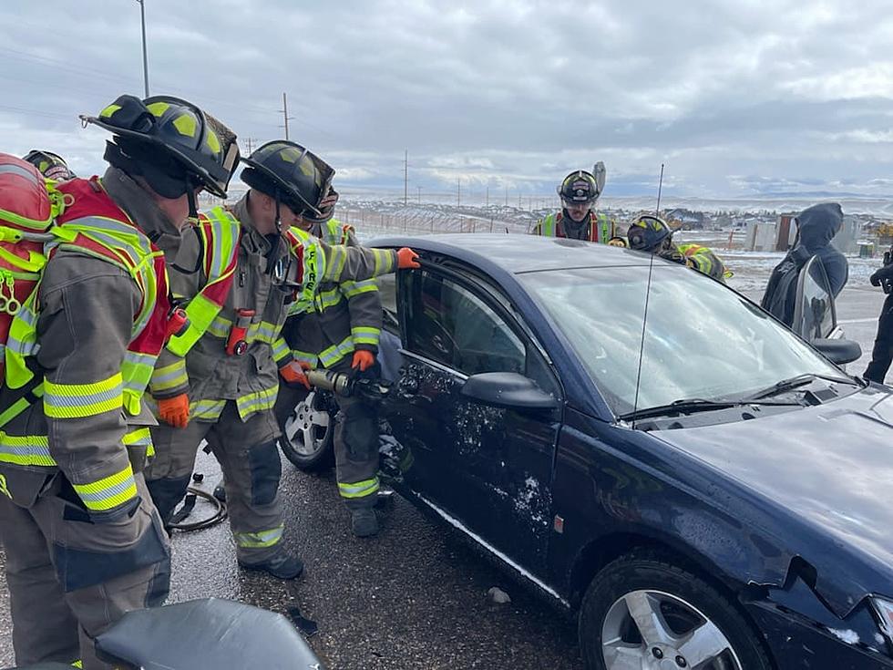 Casper Fire-EMS Uses Hydraulic Tools On Vehicle After Wreck on Wyoming Boulevard