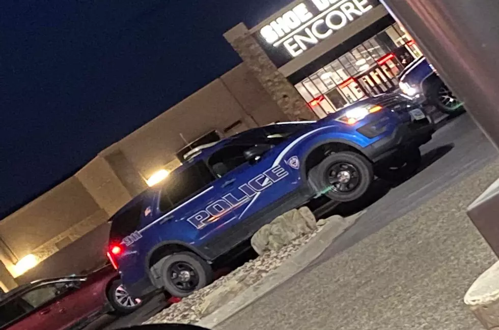 Photo Shows Casper Police Car Parked On Top Of A Rock at Eastridge Mall