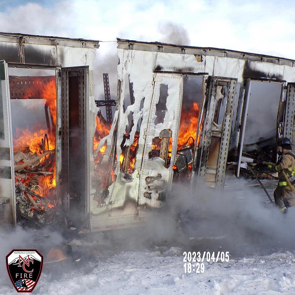 (PHOTOS) Semi and Trailer Completely Burned in Vehicle Fire