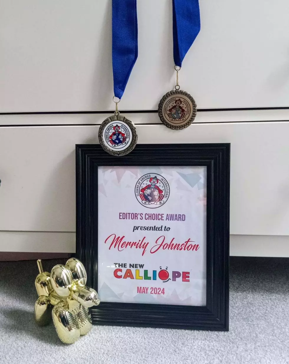 Merrily's award for contributions to Calliope Magazine.