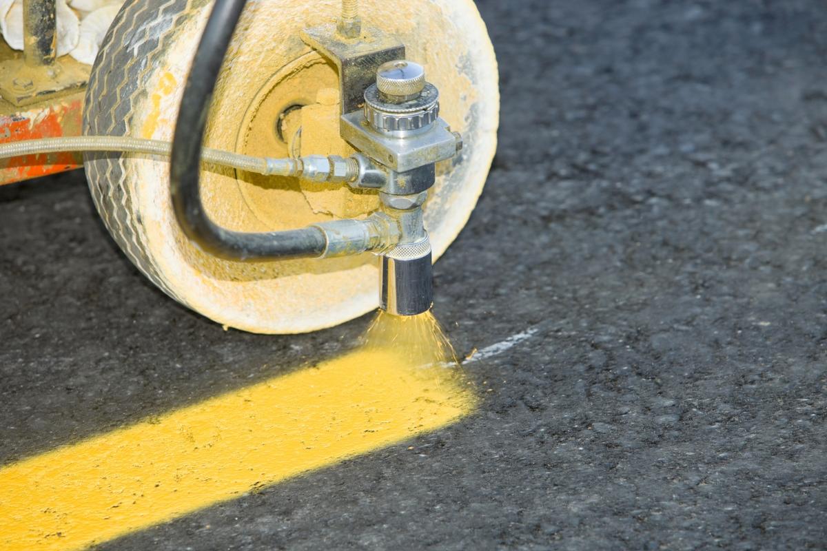 Start of road marking work on the streets of Casper