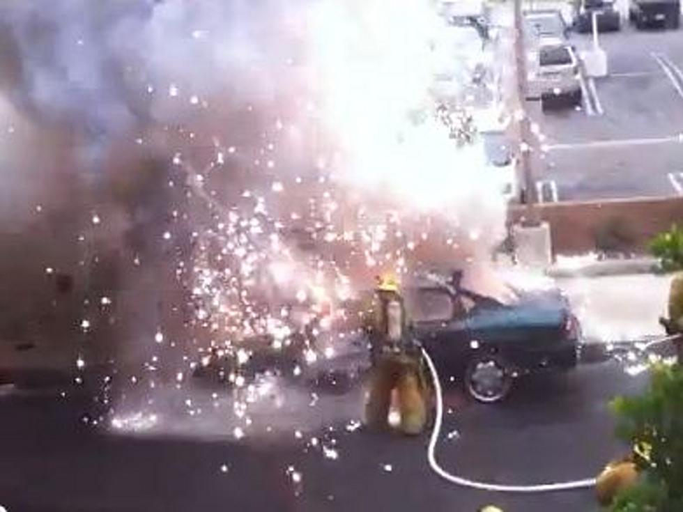 Firefighter Braves Exploding Car [VIDEO]