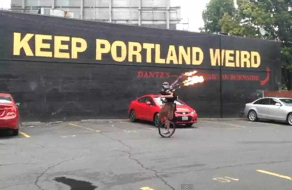 Darth Vader on a Unicycle, Playing the &#8216;Star Wars&#8217; Theme on Flame Throwing Bagpipes