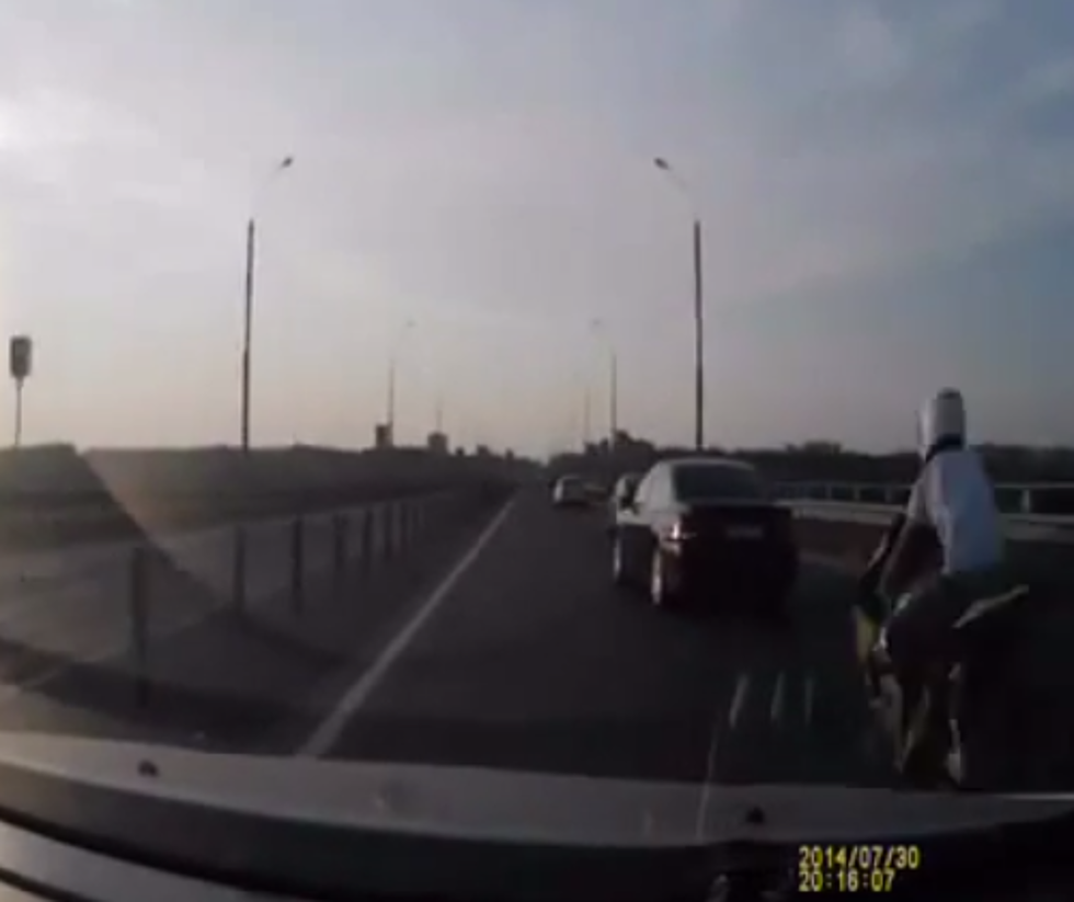 Car vs. Motorcycle Accident has a Surprise Ending! [VIDEO]