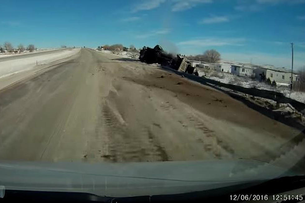 Semi-Truck Flips Over on I-25 in Wyoming [VIDEO]
