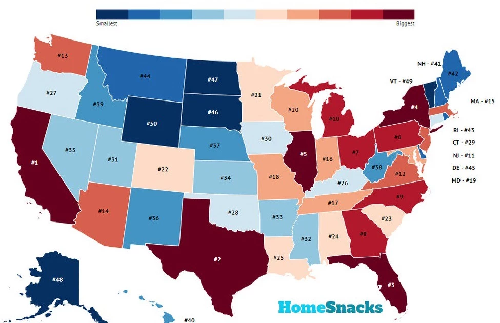 most populous states in order