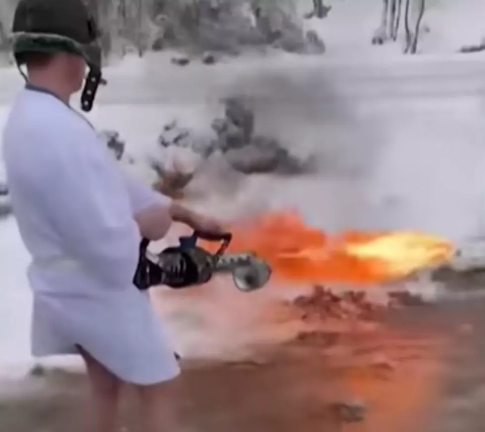 WATCH: Man Uses Flamethrower To Clear Snow Off Driveway