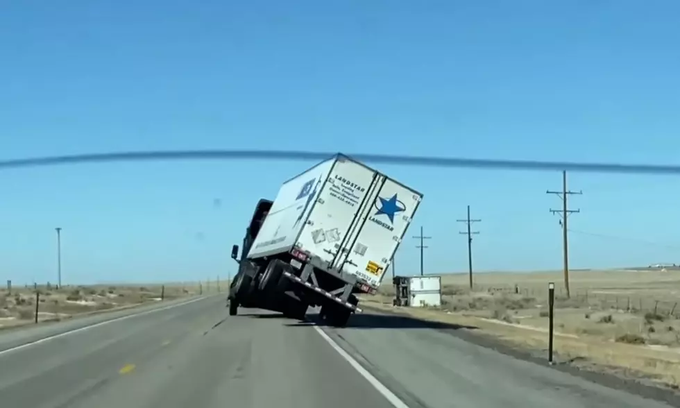 Driver Shares Video of Semi Being Blown Over on Wyoming HWY 85