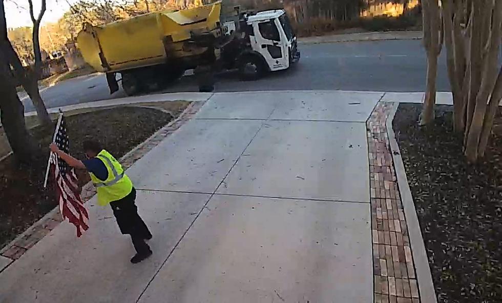 Watch a Patriotic Bus Driver Stop to Save a Fallen American Flag