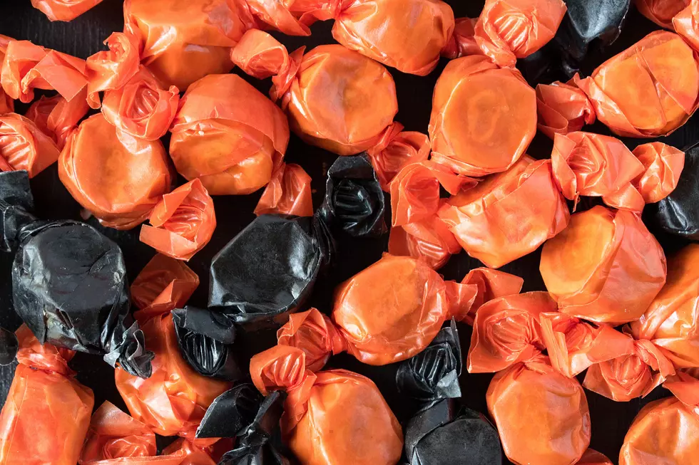 Orange and black Halloween wrapped candy