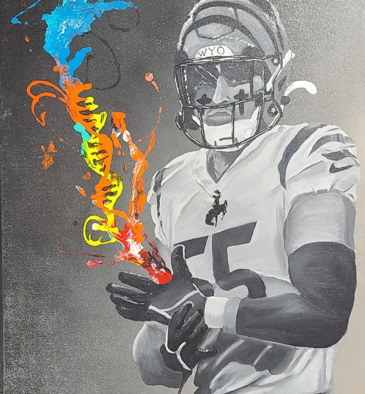 Derrick Henry TENNESSEE TITANS JERSEY NUMBER 22 OIL ART Mixed