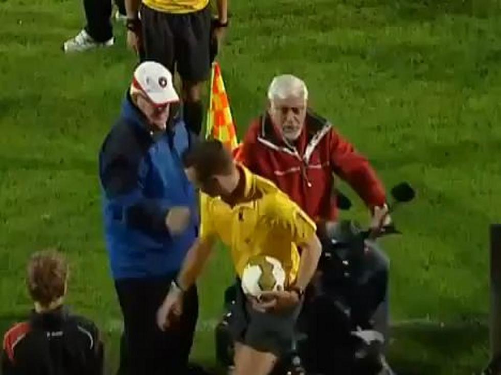 Elderly Soccer Fan Attacks Ref With His Scooter [VIDEO]