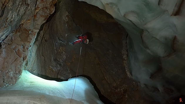 Breathtaking Video Of Ice Cave In Fossil Mountain