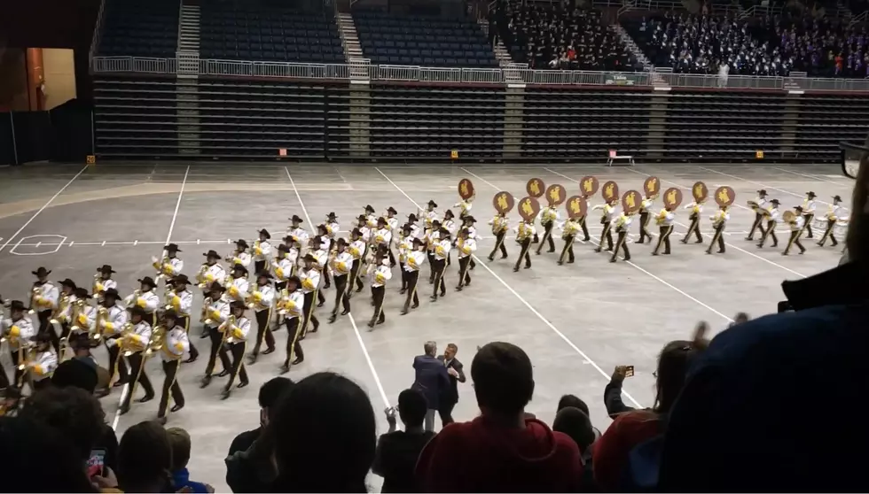 The UW Marching Band Showing Off Their Moves at the Casper Events Center