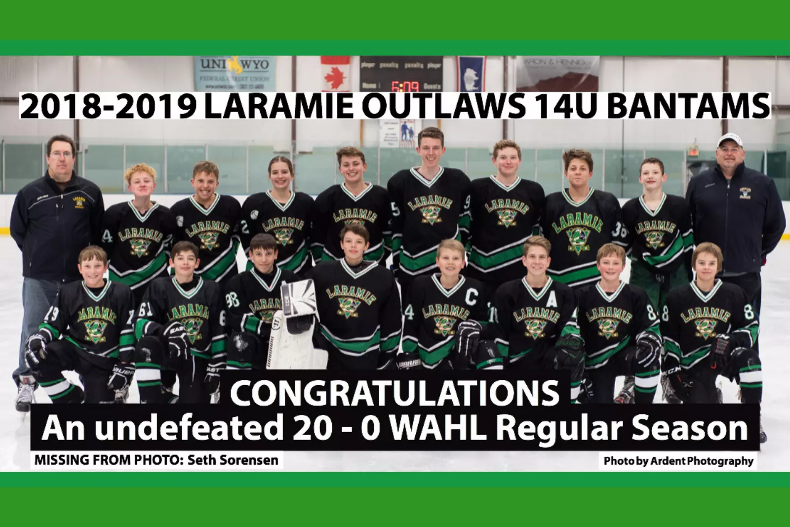 Laramie Outlaws Bantam 14U Hockey Teams Having An Elite Season