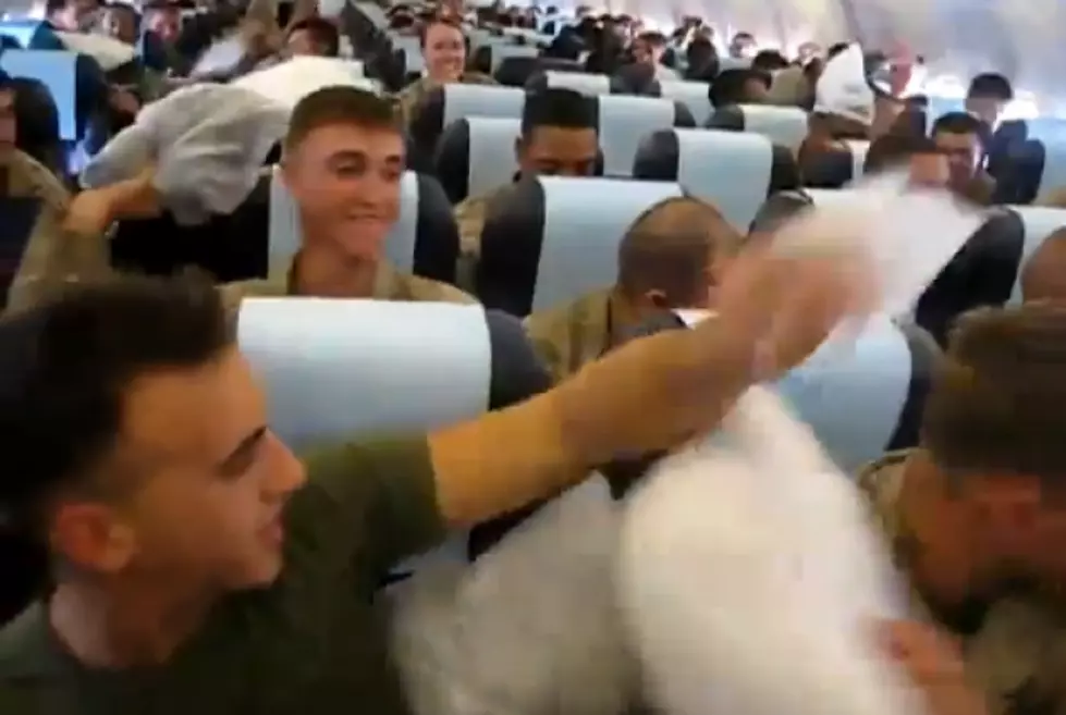 Returning Soldiers Have Huge Pillow Fight