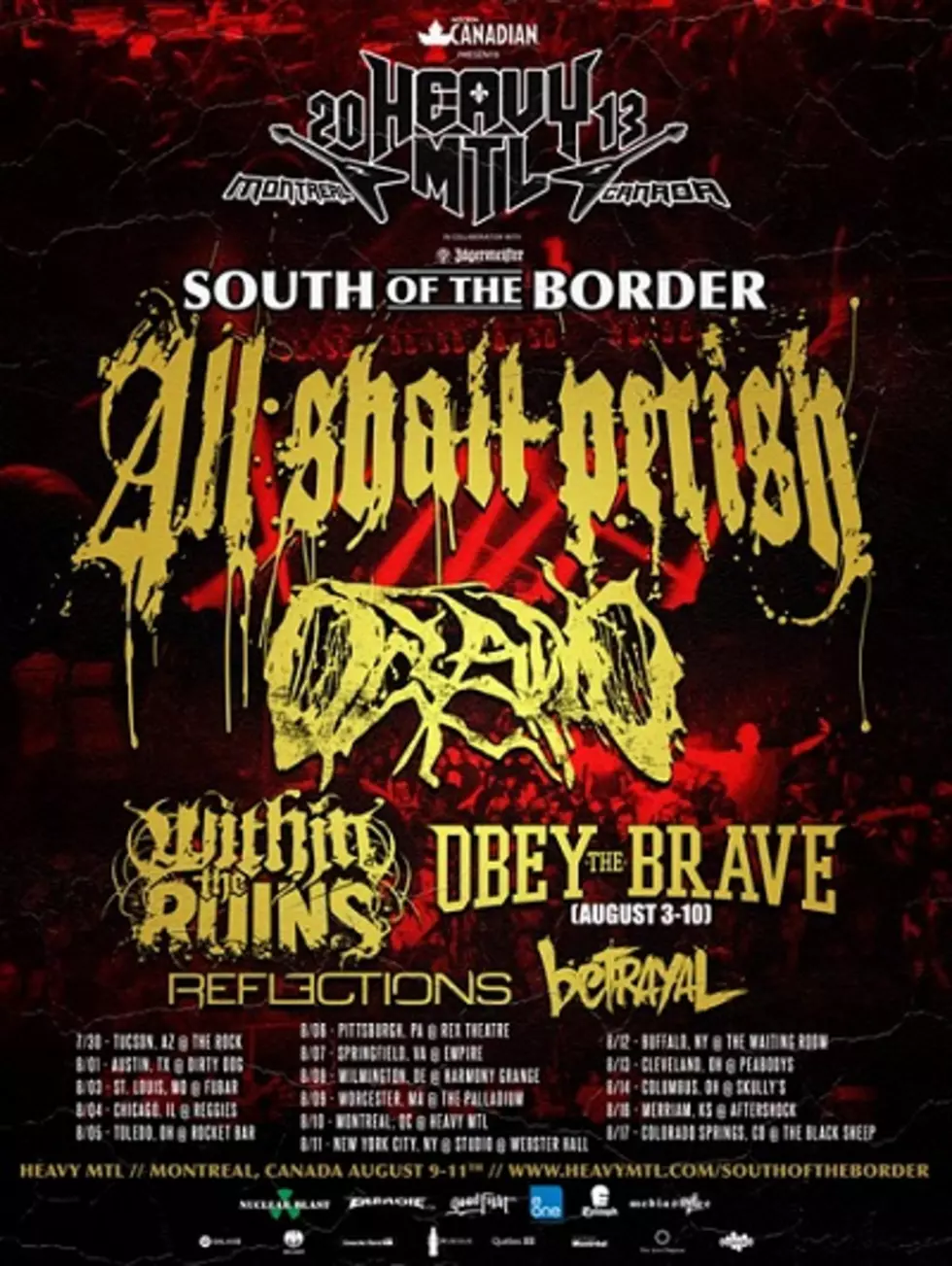 All Shall Perish, Oceano, Within The Ruins, Obey The Brave and more announce tour