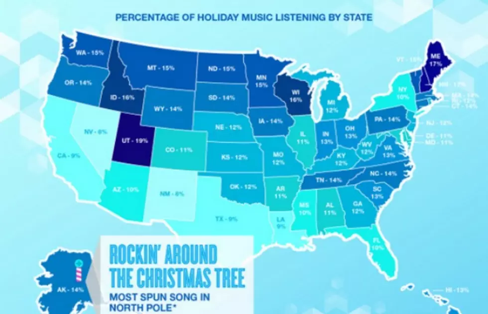 Which state listens to the most holiday music?