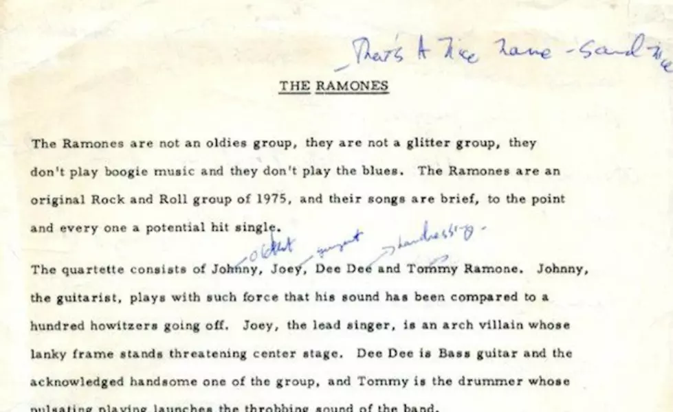 Here’s an original 1975 Ramones bio, written by Tommy Ramone