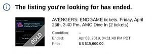 Avengers: Endgame eBay tickets