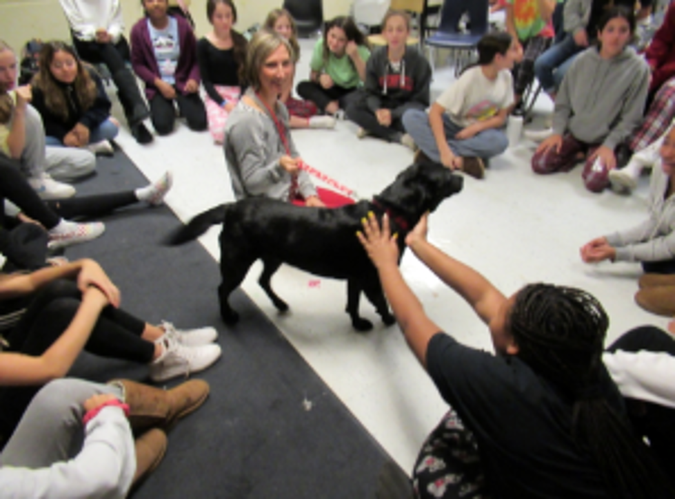 Furry Fridays with therapy dogs at Glenfield Middle School