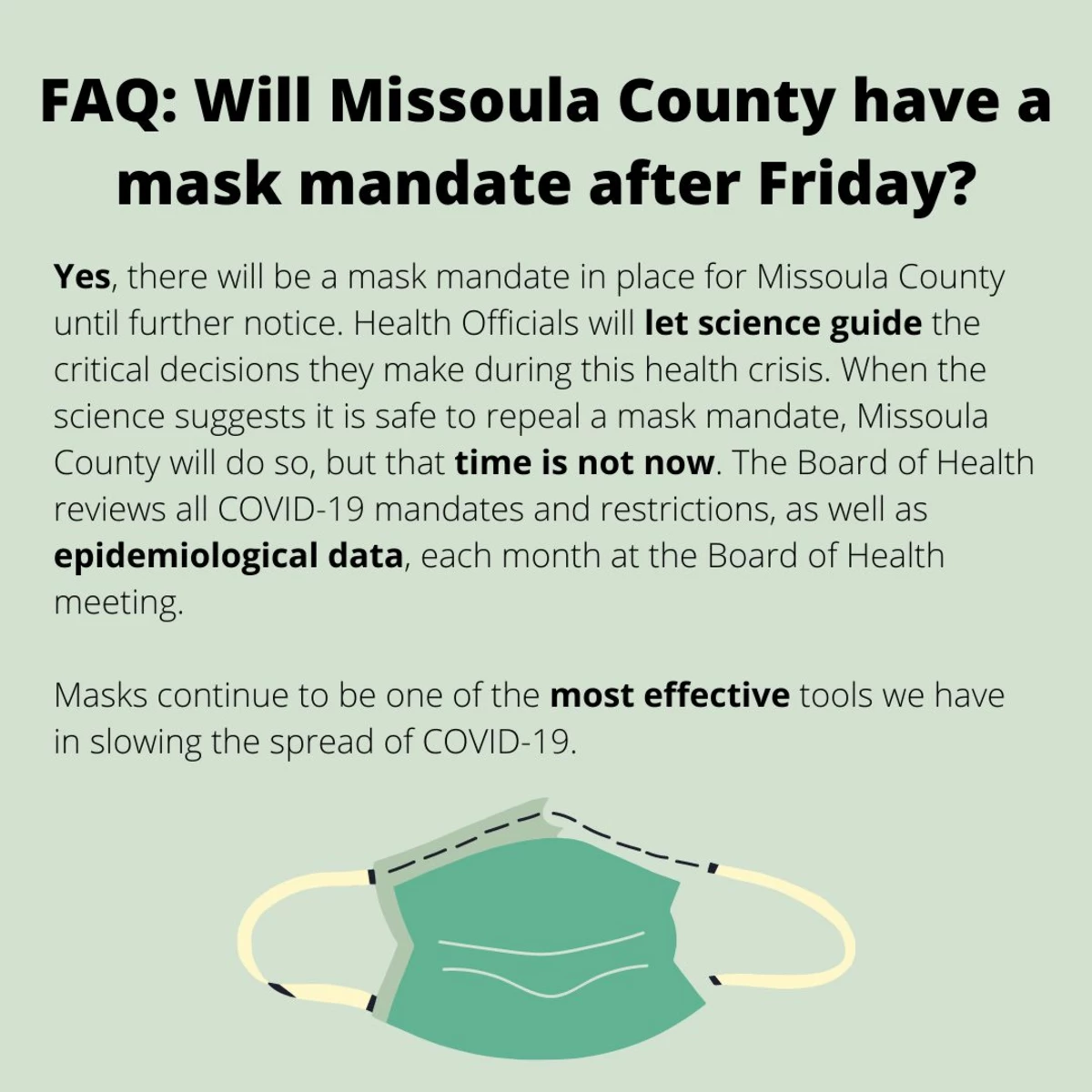 Mask mandate to remain in effect in Missoula County