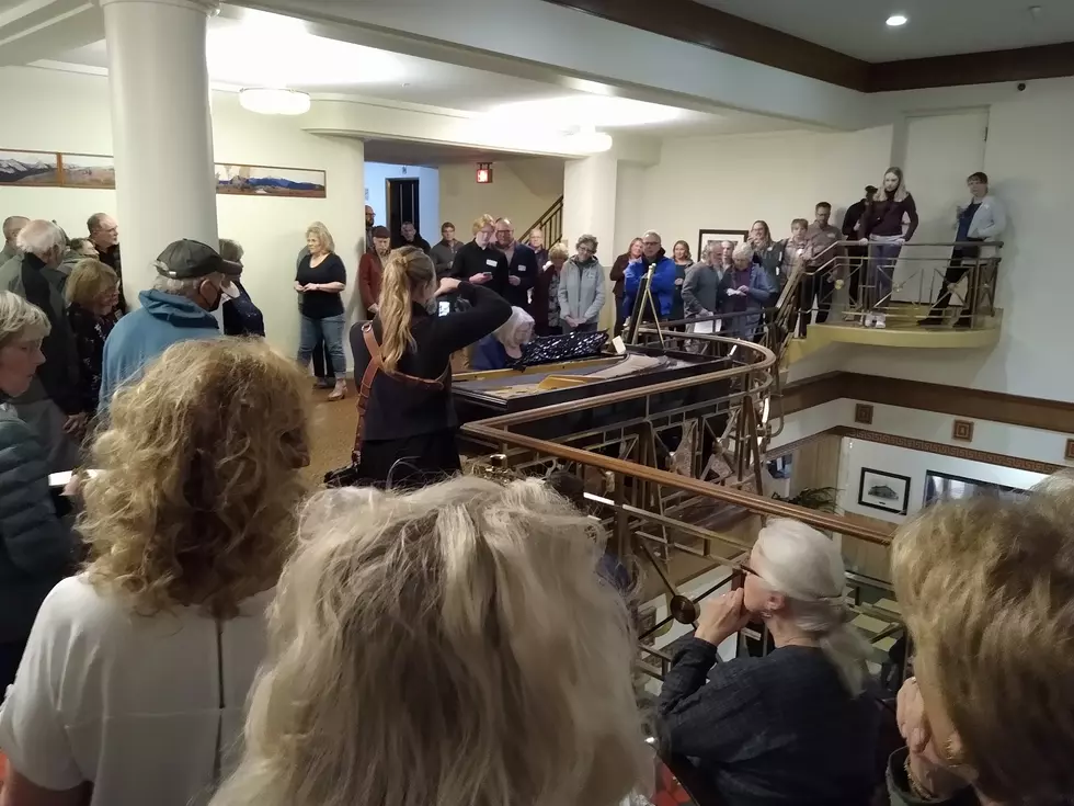 A large crowd gathered to hear the historic piano played. (Jim Harmon/Missoula Current)