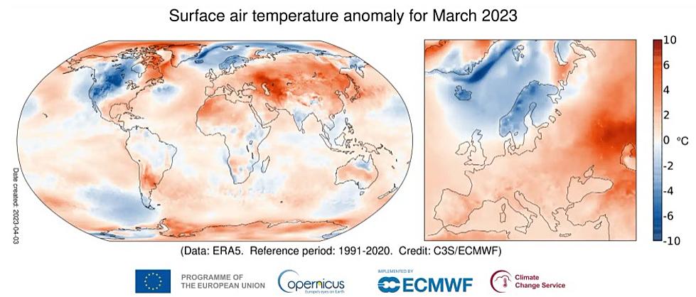 March global temps second warmest on record, agency says