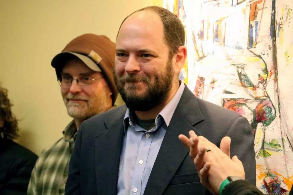Former Missoula Mayor Jordan Hess, who endorsed Davis, watches the event. (Martin Kidston/Missoula Current)
