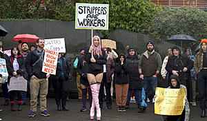 Strippers rally outside WaState capitol 