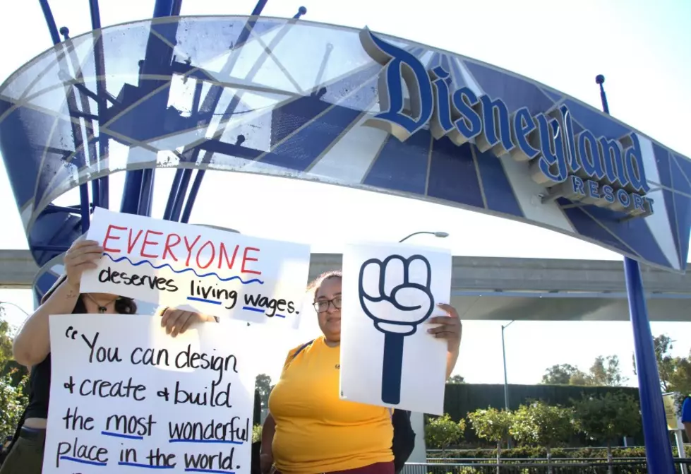 Disneyland workers rally in front of park ahead of strike vote