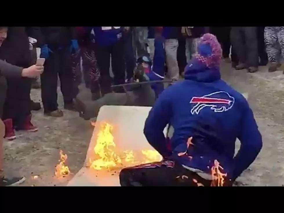 Bills Fan Set Self On Fire!