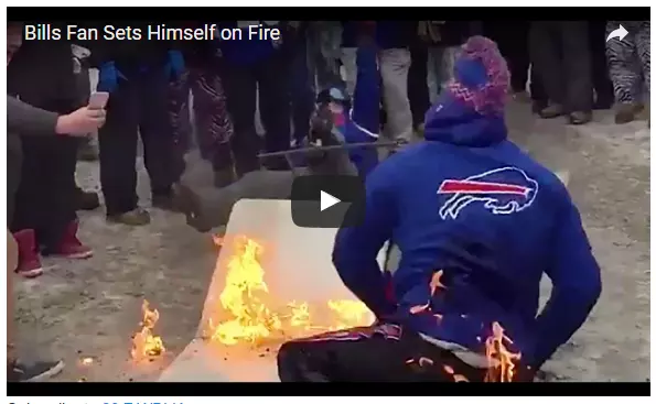 Bills fan catches fire at game