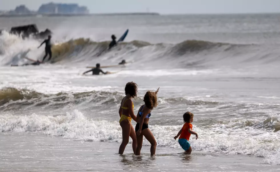 Hurricane Franklin Churns Up High Surf At New York City's Rockaway Beach