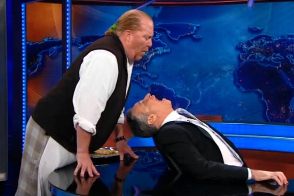 Jon Stewart Eats Food Out of Mario Batali’s Mouth [VIDEO]