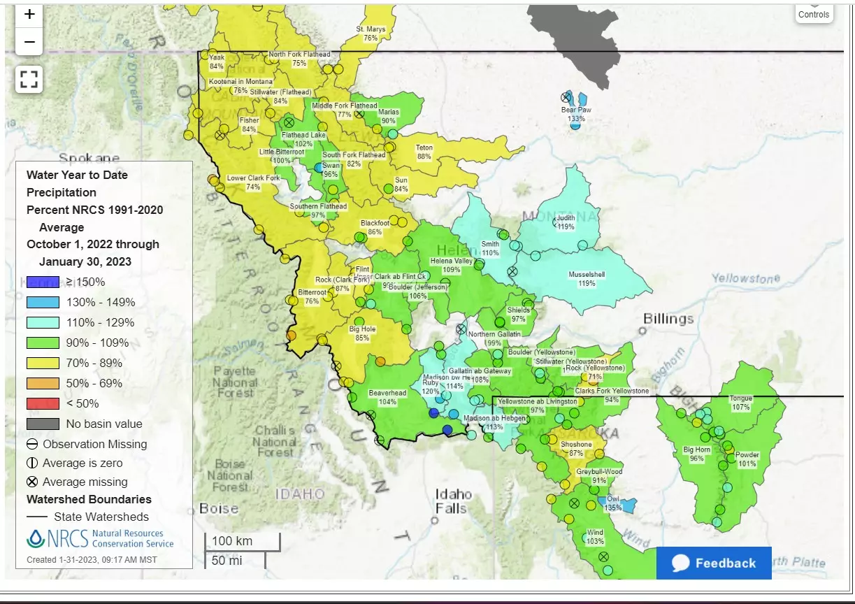 Western Montana winter precipitation report through January