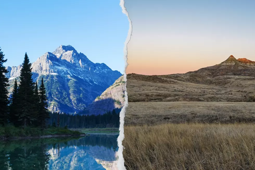 Mountain range in Montana next to the plains also in Montana showing the difference in geography