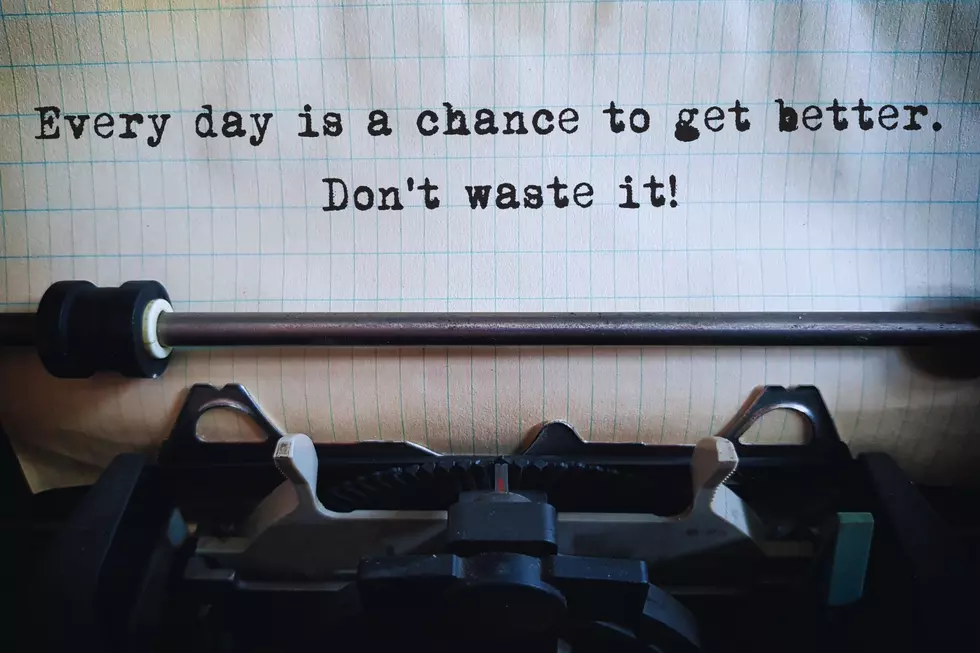 A piece of paper in a typewriter with the sentence, "every day is a chance to get better, don't waste it"